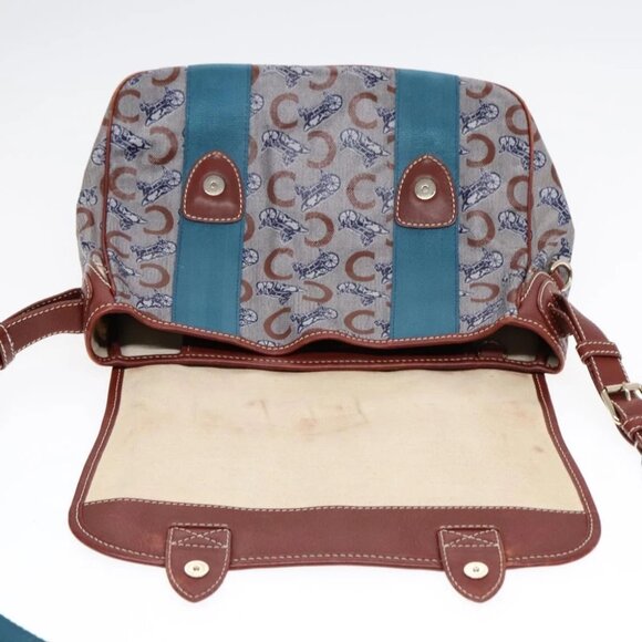 CELINE C Sulky Shoulder Bag PVC Gray Brown gold Auth 92150 - Picture 14 of 16